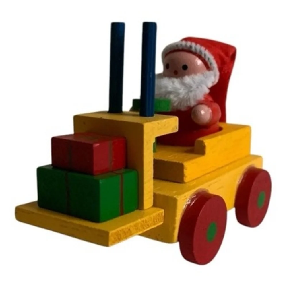 Vintage Wood Mini Santa Train Christmas Decoration Multicolor 3.25x2.75